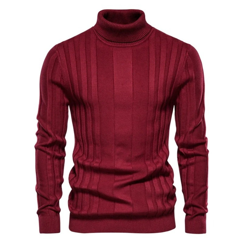 Men's Textured Ribbed Turtleneck Sweater
