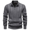 Men's Textured Full-Zip Knit Sweater