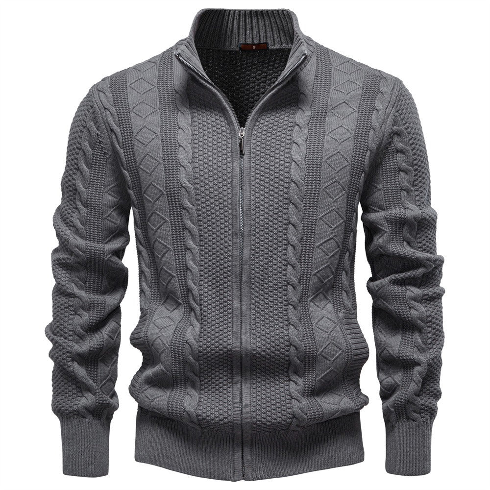 Men's Textured Full-Zip Knit Sweater