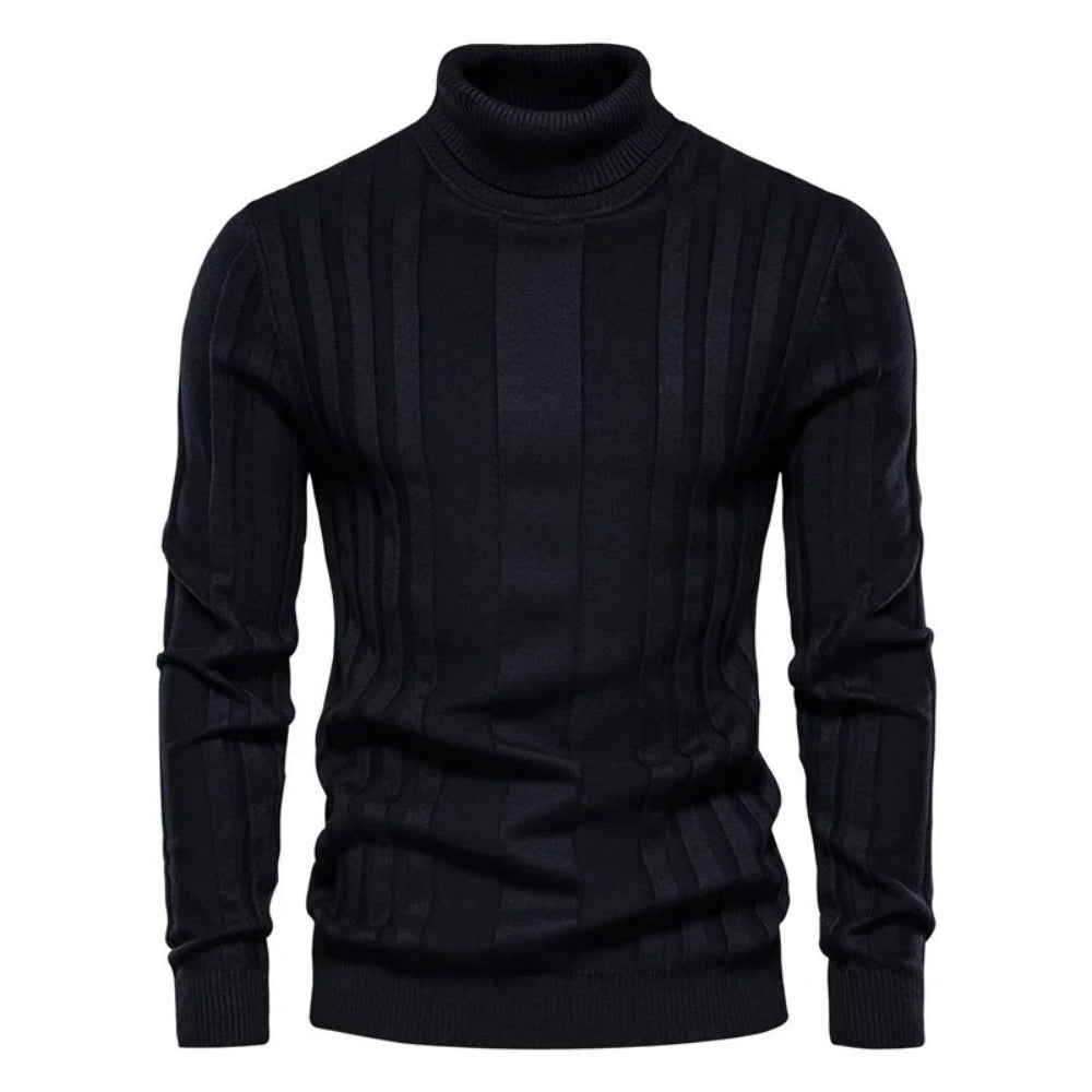 Men's Textured Ribbed Turtleneck Sweater