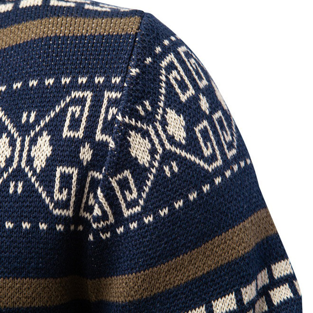 Men's Nordic Pattern Full-Zip Sweater