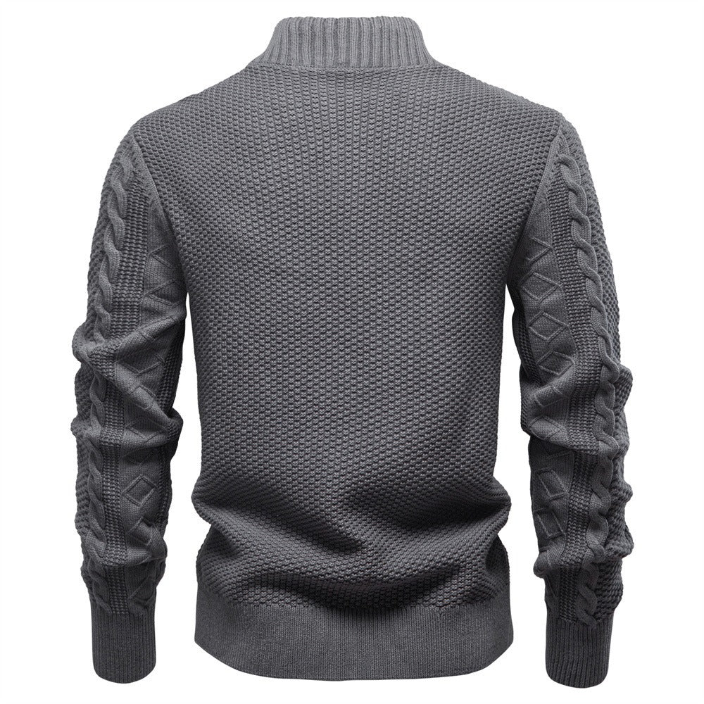 Men's Textured Full-Zip Knit Sweater