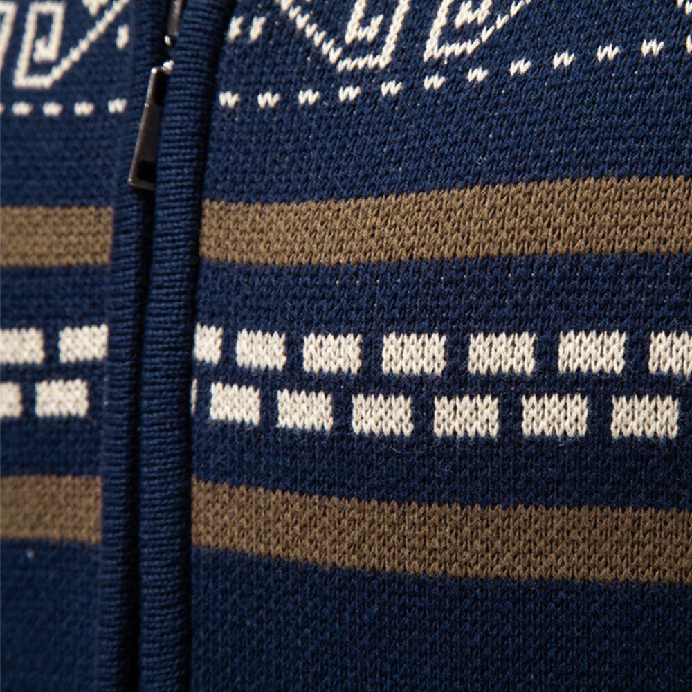 Men's Nordic Pattern Full-Zip Sweater