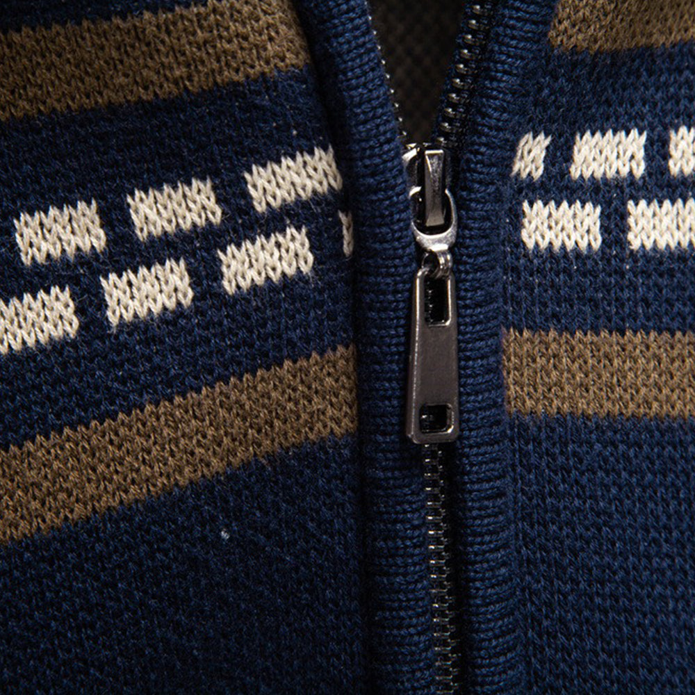 Men's Nordic Pattern Full-Zip Sweater