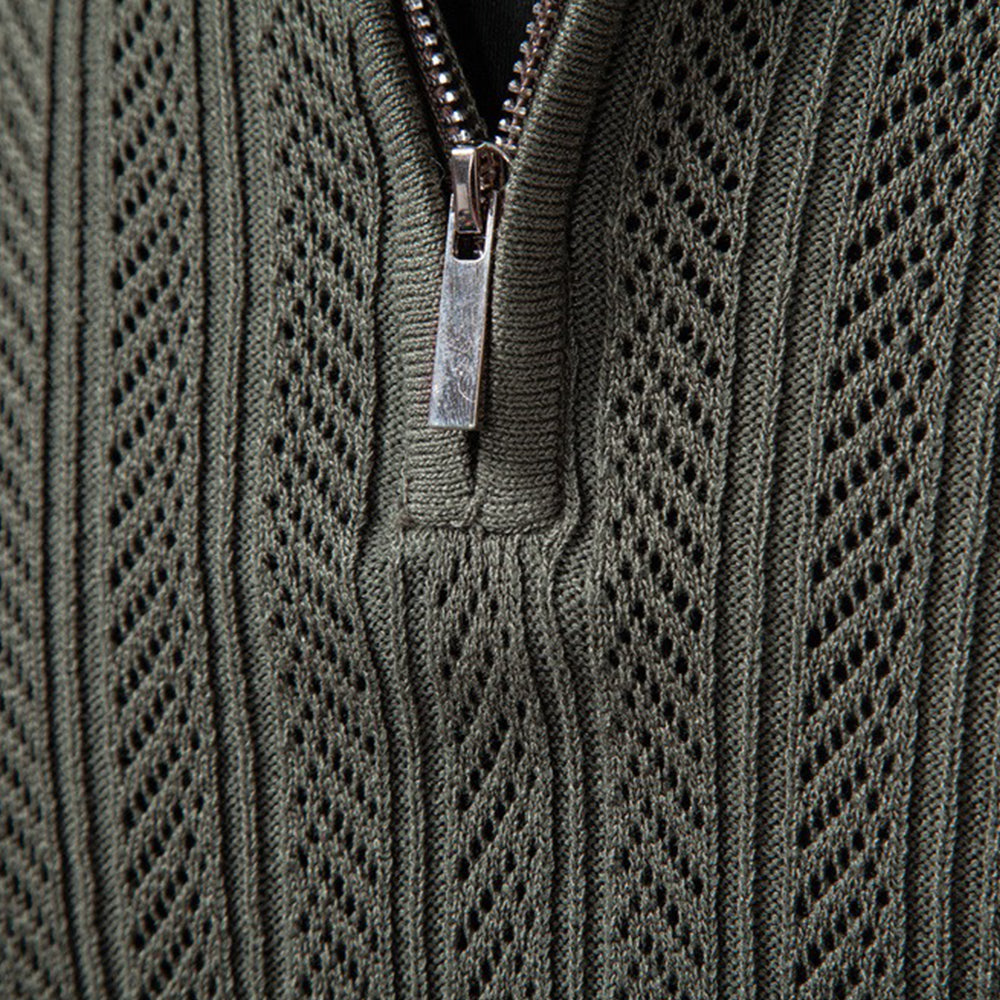 Men's Quarter-Zip Knit Polo Sweater