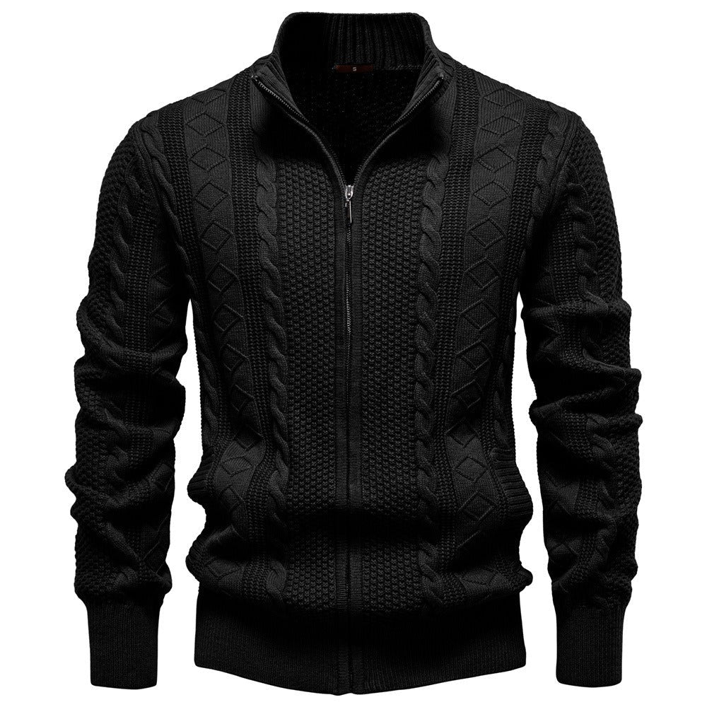 Men's Textured Full-Zip Knit Sweater