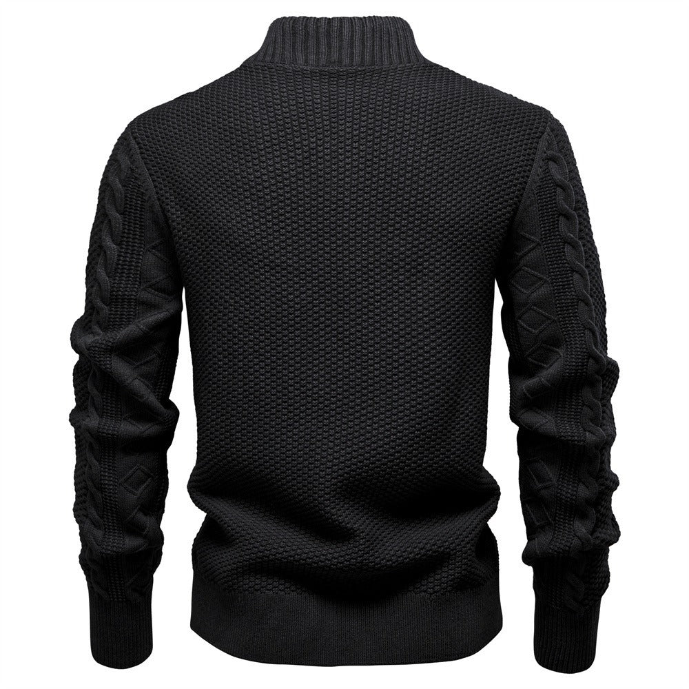 Men's Textured Full-Zip Knit Sweater