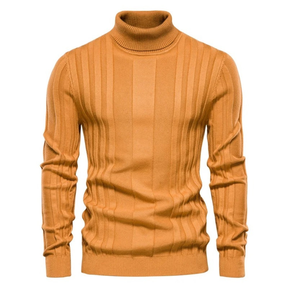 Men's Textured Ribbed Turtleneck Sweater