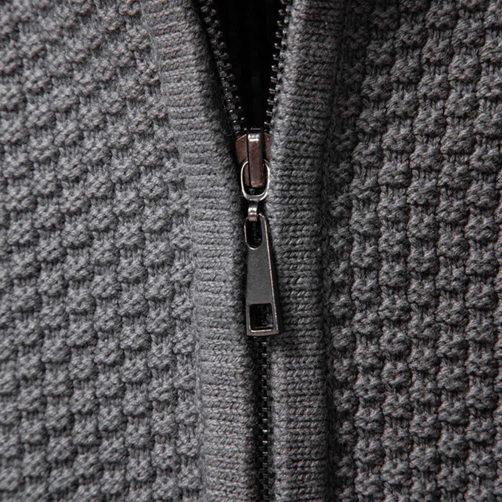 Men's Textured Full-Zip Knit Sweater
