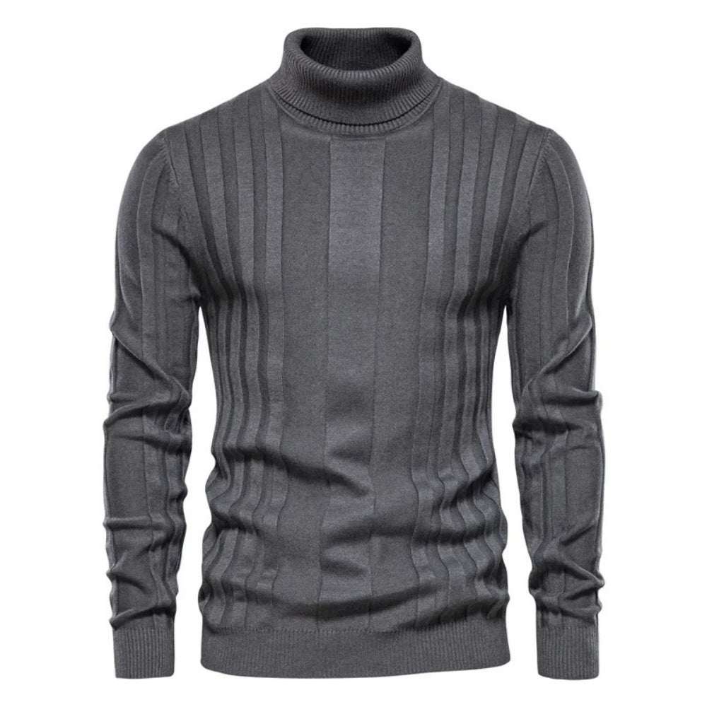 Men's Textured Ribbed Turtleneck Sweater