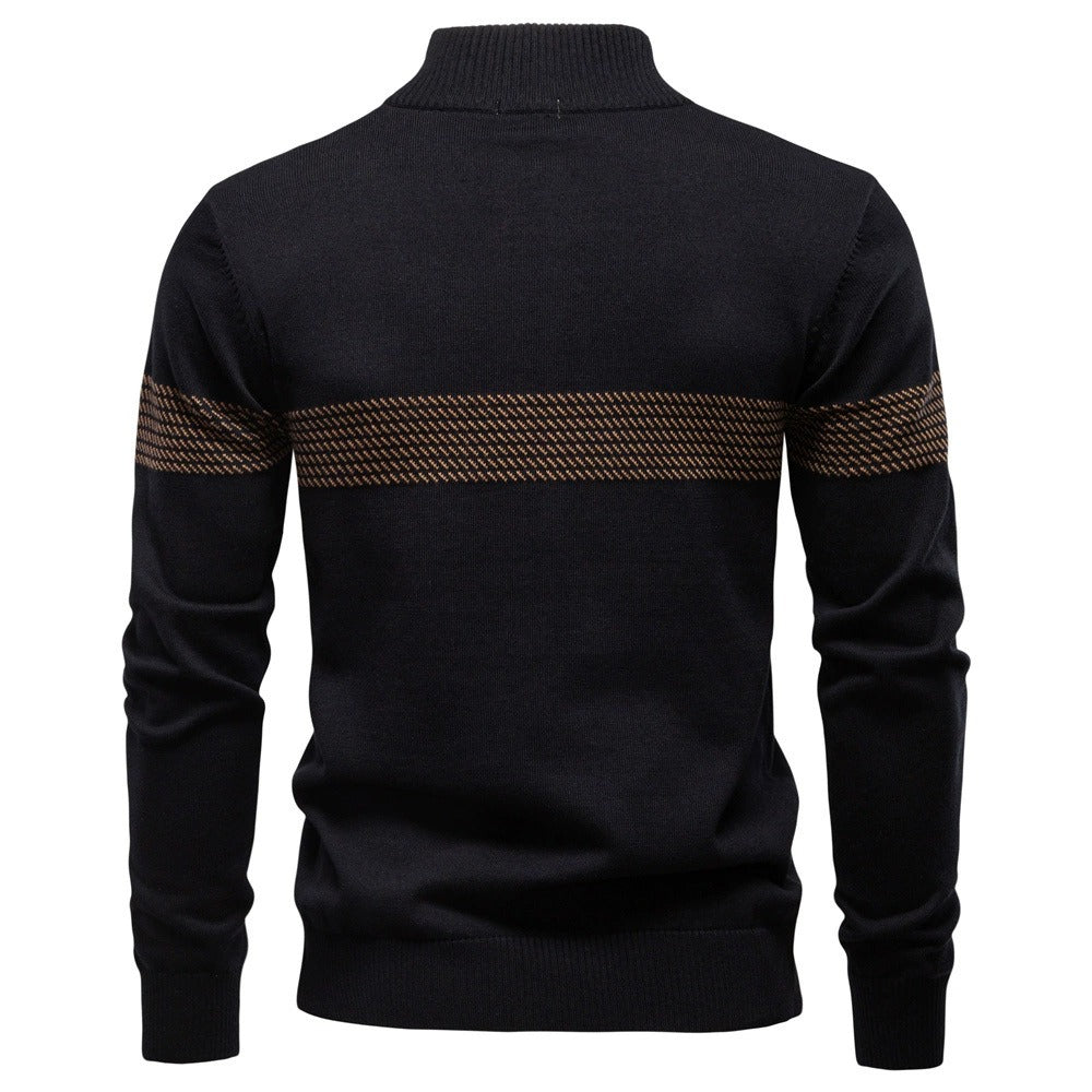 Men's Striped Quarter-Zip Knit Sweater