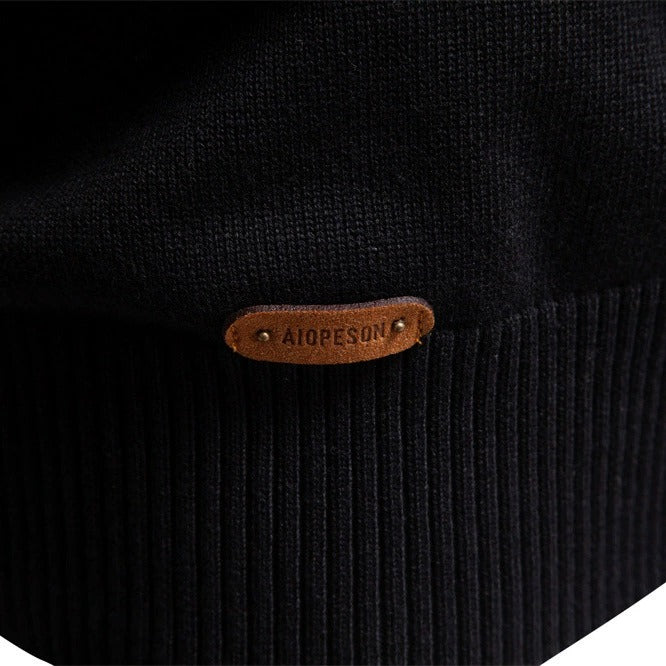 Men's Striped Quarter-Zip Knit Sweater
