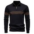 Men's Striped Quarter-Zip Knit Sweater