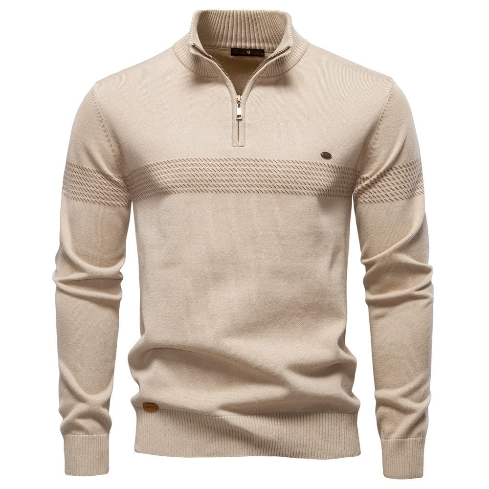 Men's Striped Quarter-Zip Knit Sweater