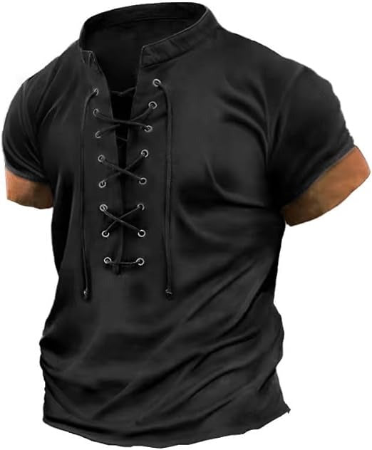 Men’s Short Sleeve Knit Polo – Casual Summer Beach, Black