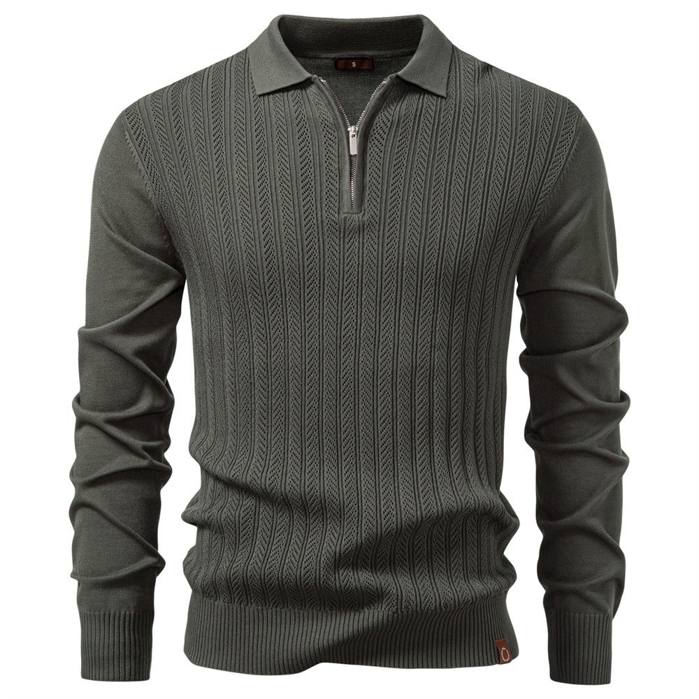 Men's Quarter-Zip Knit Polo Sweater