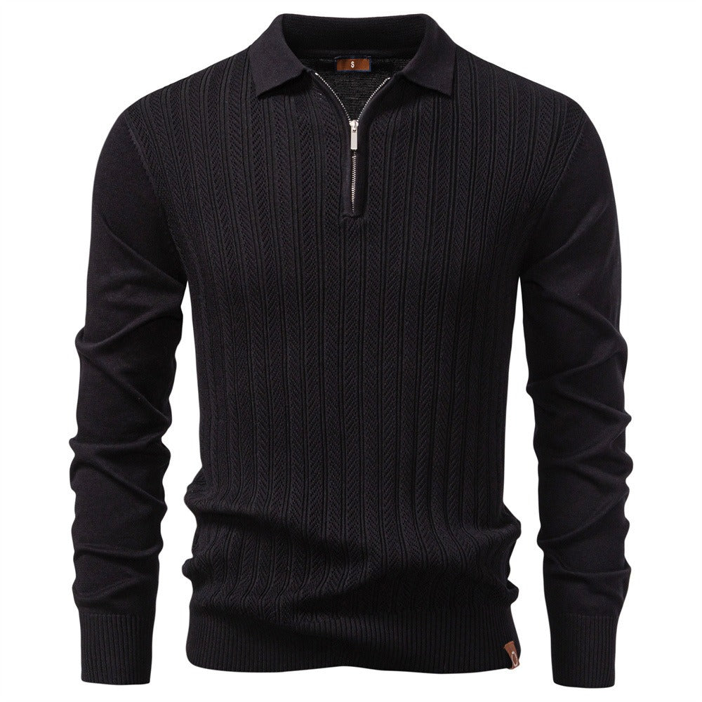 Men's Quarter-Zip Knit Polo Sweater