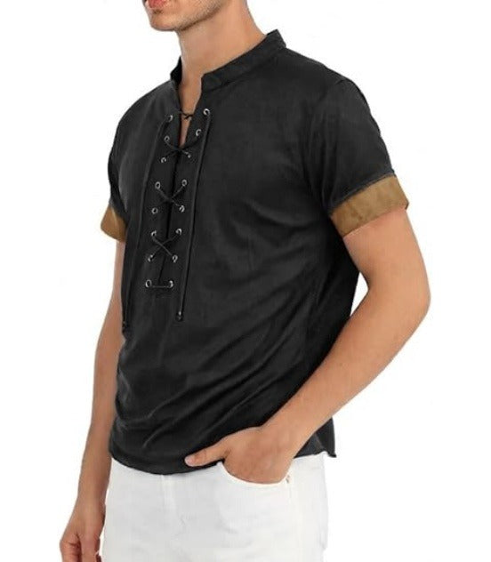 Men’s Short Sleeve Knit Polo – Casual Summer Beach, Black