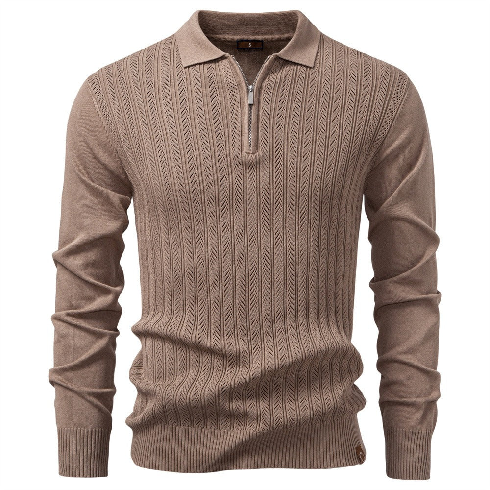 Men's Quarter-Zip Knit Polo Sweater