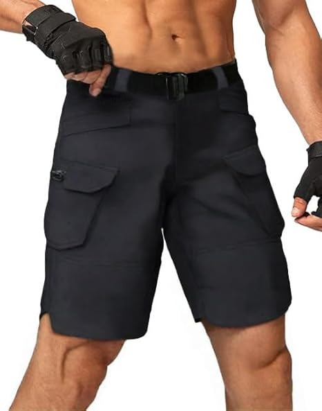 Men’s Waterproof Stretch Cargo Shorts – Quick-Dry, Multi-Pocket, Grey