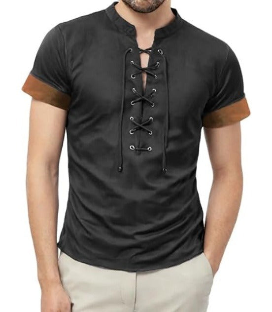 Men’s Short Sleeve Knit Polo – Casual Summer Beach, Black