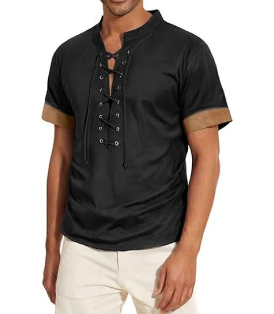 Men’s Short Sleeve Knit Polo – Casual Summer Beach, Black